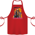 Cute Hell Cat Grim Reaper Skull Halloween Cotton Apron 100% Organic Red