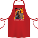 Cute Hell Cat Grim Reaper Skull Halloween Cotton Apron 100% Organic Red