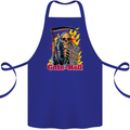 Cute Hell Cat Grim Reaper Skull Halloween Cotton Apron 100% Organic Royal Blue