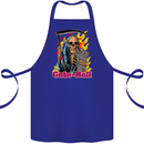 Cute Hell Cat Grim Reaper Skull Halloween Cotton Apron 100% Organic Royal Blue