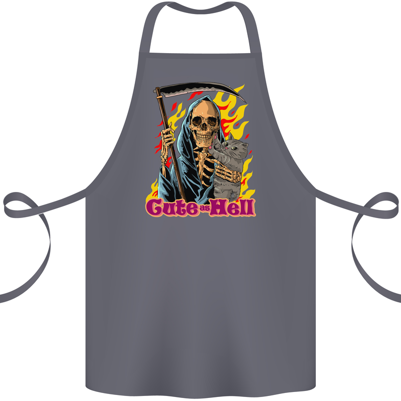 Cute Hell Cat Grim Reaper Skull Halloween Cotton Apron 100% Organic Steel