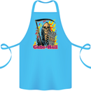 Cute Hell Cat Grim Reaper Skull Halloween Cotton Apron 100% Organic Turquoise