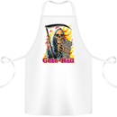 Cute Hell Cat Grim Reaper Skull Halloween Cotton Apron 100% Organic White