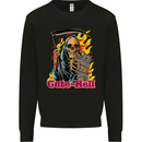 Cute Hell Cat Grim Reaper Skull Halloween Kids Sweatshirt Jumper Black