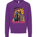 Cute Hell Cat Grim Reaper Skull Halloween Kids Sweatshirt Jumper Purple