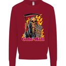 Cute Hell Cat Grim Reaper Skull Halloween Kids Sweatshirt Jumper Red