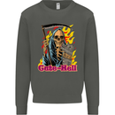 Cute Hell Cat Grim Reaper Skull Halloween Kids Sweatshirt Jumper Storm Grey