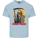 Cute Hell Cat Grim Reaper Skull Halloween Kids T-Shirt Childrens Light Blue