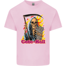 Cute Hell Cat Grim Reaper Skull Halloween Kids T-Shirt Childrens Light Pink