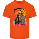 Cute Hell Cat Grim Reaper Skull Halloween Kids T-Shirt Childrens Orange