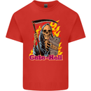 Cute Hell Cat Grim Reaper Skull Halloween Kids T-Shirt Childrens Red