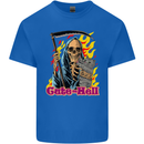 Cute Hell Cat Grim Reaper Skull Halloween Kids T-Shirt Childrens Royal Blue