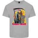 Cute Hell Cat Grim Reaper Skull Halloween Kids T-Shirt Childrens Sports Grey