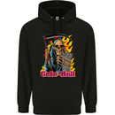 Cute Hell Cat Grim Reaper Skull Halloween Mens 80% Cotton Hoodie Black