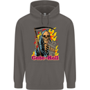Cute Hell Cat Grim Reaper Skull Halloween Mens 80% Cotton Hoodie Charcoal