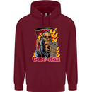 Cute Hell Cat Grim Reaper Skull Halloween Mens 80% Cotton Hoodie Maroon