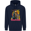 Cute Hell Cat Grim Reaper Skull Halloween Mens 80% Cotton Hoodie Navy Blue