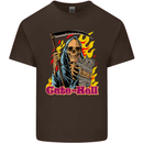 Cute Hell Cat Grim Reaper Skull Halloween Mens Cotton T-Shirt Tee Top Dark Chocolate
