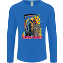 Cute Hell Cat Grim Reaper Skull Halloween Mens Long Sleeve T-Shirt Royal Blue
