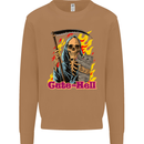 Cute Hell Cat Grim Reaper Skull Halloween Mens Sweatshirt Jumper Caramel Latte