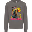 Cute Hell Cat Grim Reaper Skull Halloween Mens Sweatshirt Jumper Charcoal