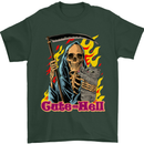 Cute Hell Cat Grim Reaper Skull Halloween Mens T-Shirt Cotton Gildan Forest Green