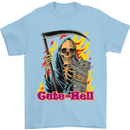Cute Hell Cat Grim Reaper Skull Halloween Mens T-Shirt Cotton Gildan Light Blue