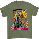 Cute Hell Cat Grim Reaper Skull Halloween Mens T-Shirt Cotton Gildan Military Green