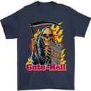 Cute Hell Cat Grim Reaper Skull Halloween Mens T-Shirt Cotton Gildan Navy Blue