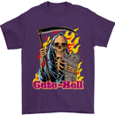 Cute Hell Cat Grim Reaper Skull Halloween Mens T-Shirt Cotton Gildan Purple