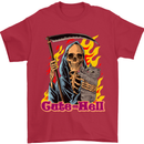 Cute Hell Cat Grim Reaper Skull Halloween Mens T-Shirt Cotton Gildan Red