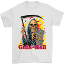 Cute Hell Cat Grim Reaper Skull Halloween Mens T-Shirt Cotton Gildan White