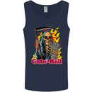 Cute Hell Cat Grim Reaper Skull Halloween Mens Vest Tank Top Navy Blue