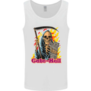 Cute Hell Cat Grim Reaper Skull Halloween Mens Vest Tank Top White