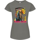 Cute Hell Cat Grim Reaper Skull Halloween Womens Petite Cut T-Shirt Charcoal