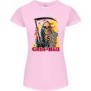 Cute Hell Cat Grim Reaper Skull Halloween Womens Petite Cut T-Shirt Light Pink