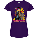 Cute Hell Cat Grim Reaper Skull Halloween Womens Petite Cut T-Shirt Purple