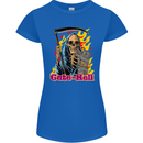 Cute Hell Cat Grim Reaper Skull Halloween Womens Petite Cut T-Shirt Royal Blue