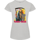 Cute Hell Cat Grim Reaper Skull Halloween Womens Petite Cut T-Shirt Sports Grey