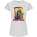 Cute Hell Cat Grim Reaper Skull Halloween Womens Petite Cut T-Shirt White