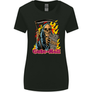 Cute Hell Cat Grim Reaper Skull Halloween Womens Wider Cut T-Shirt Black