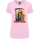 Cute Hell Cat Grim Reaper Skull Halloween Womens Wider Cut T-Shirt Light Pink