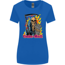 Cute Hell Cat Grim Reaper Skull Halloween Womens Wider Cut T-Shirt Royal Blue