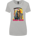 Cute Hell Cat Grim Reaper Skull Halloween Womens Wider Cut T-Shirt Sports Grey