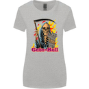 Cute Hell Cat Grim Reaper Skull Halloween Womens Wider Cut T-Shirt Sports Grey