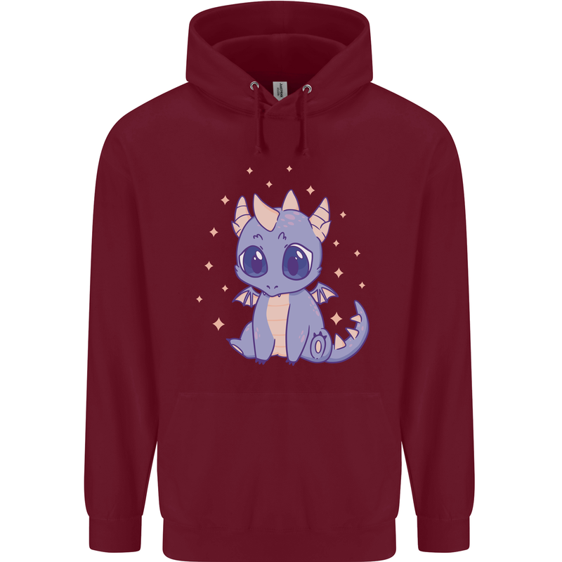 Cute Kawaii Baby Dragon Childrens Kids Hoodie Maroon