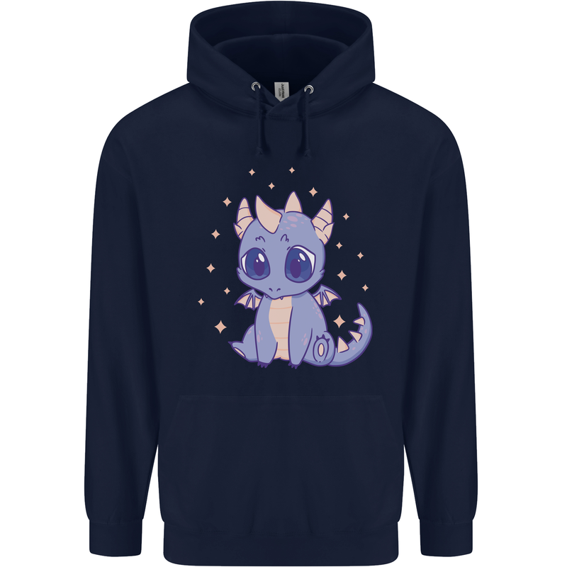 Cute Kawaii Baby Dragon Childrens Kids Hoodie Navy Blue