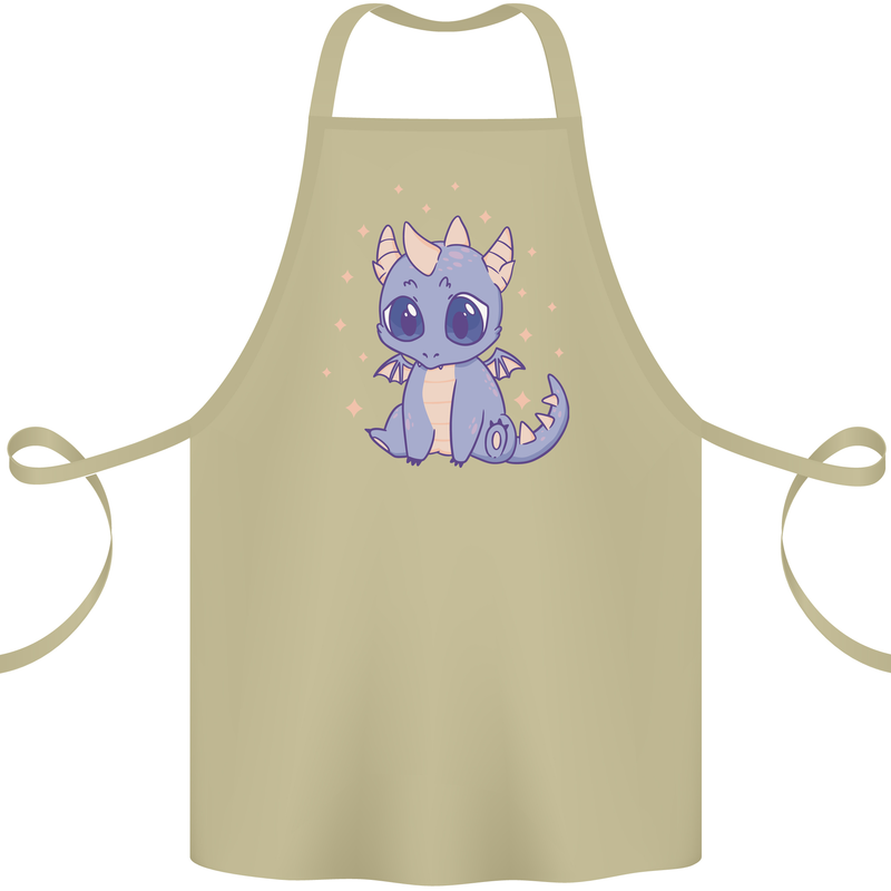 Cute Kawaii Baby Dragon Cotton Apron 100% Organic Khaki