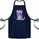 Cute Kawaii Baby Dragon Cotton Apron 100% Organic Navy Blue