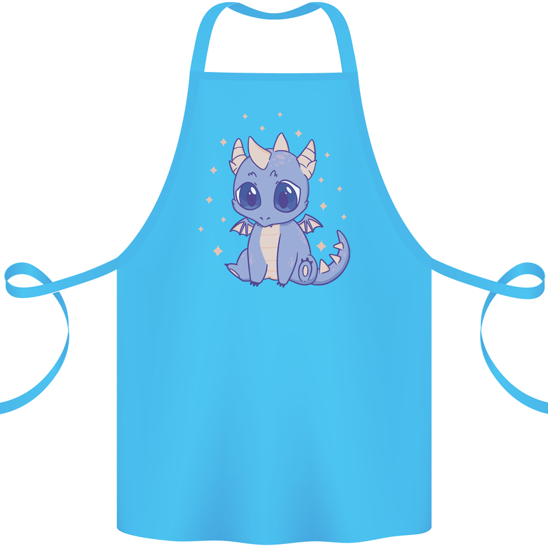 Cute Kawaii Baby Dragon Cotton Apron 100% Organic Turquoise